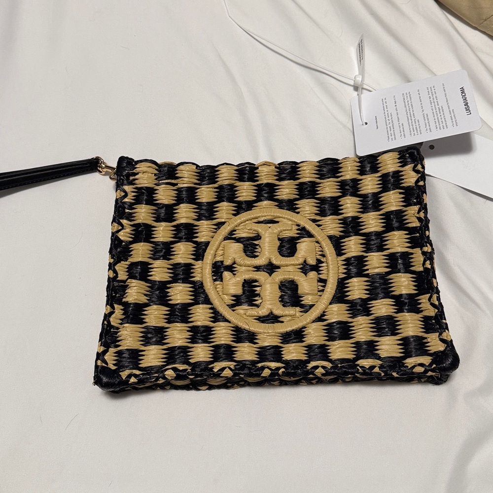 Tory Burch Ella Straw Pouch - Picture 2 of 9